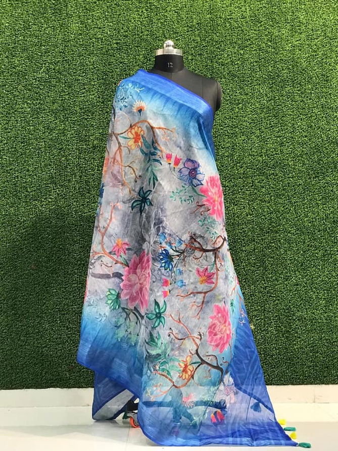 03 Lilen Silk Fancy Printed Dupatta Wholesalers In Delhi
